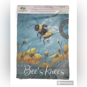 Evergreen Garden Flag. Bee’s Knees Waffle Suede Linen Reflections